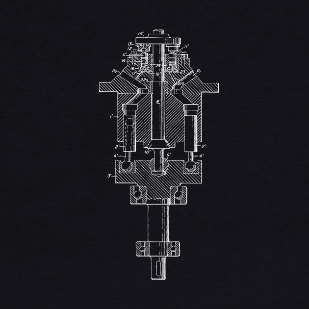 Axial Pistol Unit Vintage Patent Hand Drawing by TheYoungDesigns